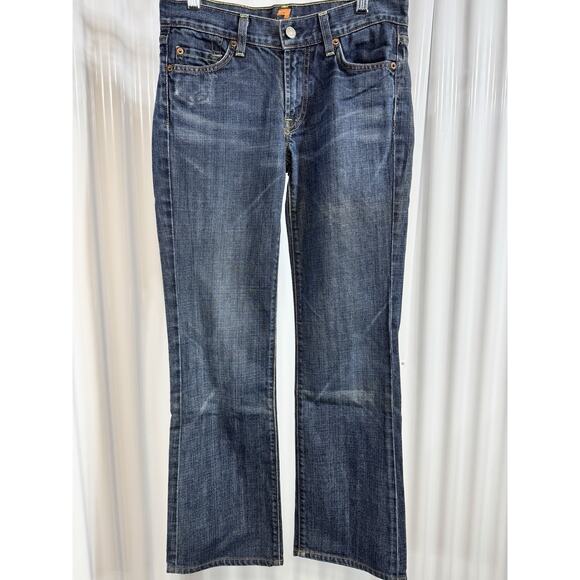 7 Seven For All Mankind Jeans Women’s Blue Dojo Flared Stretch Denim Size 26. - Picture 1 of 4